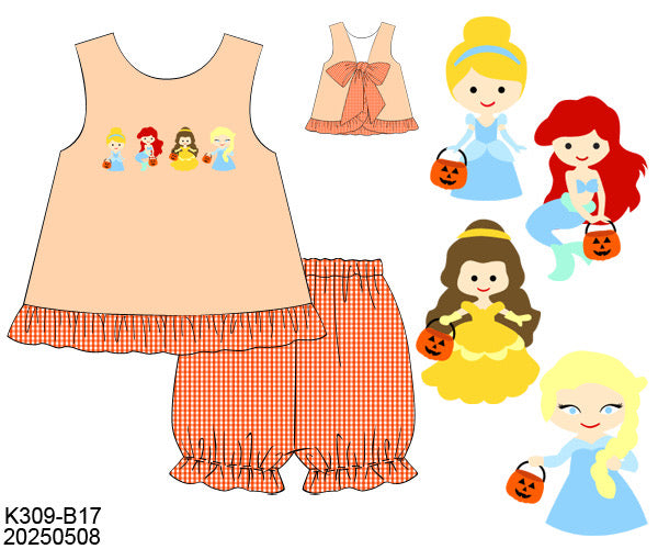 Princess Trick or Treat Embroidery Two-Piece Swingback Outfit