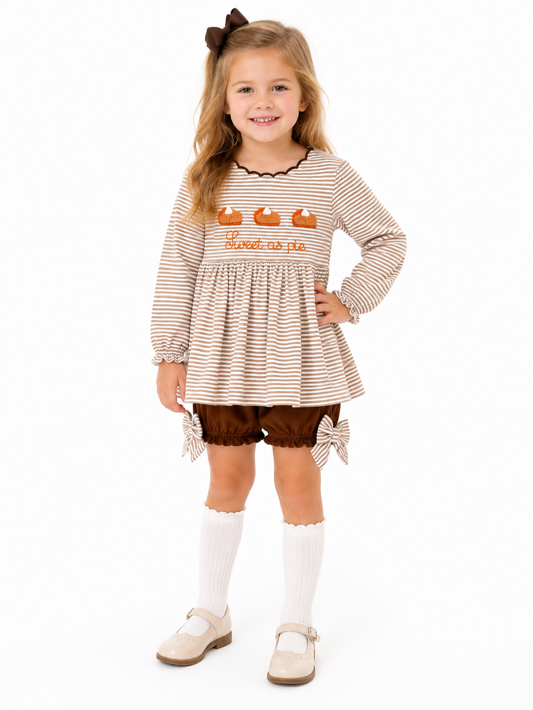 Girls Thanksgiving Sweet as Pie French Knot Bloomer Set