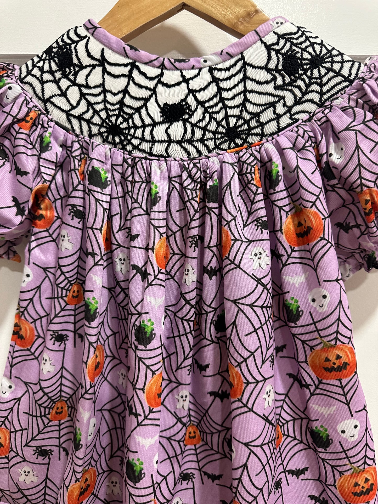 Spider Web Smock Halloween Bloomer Set