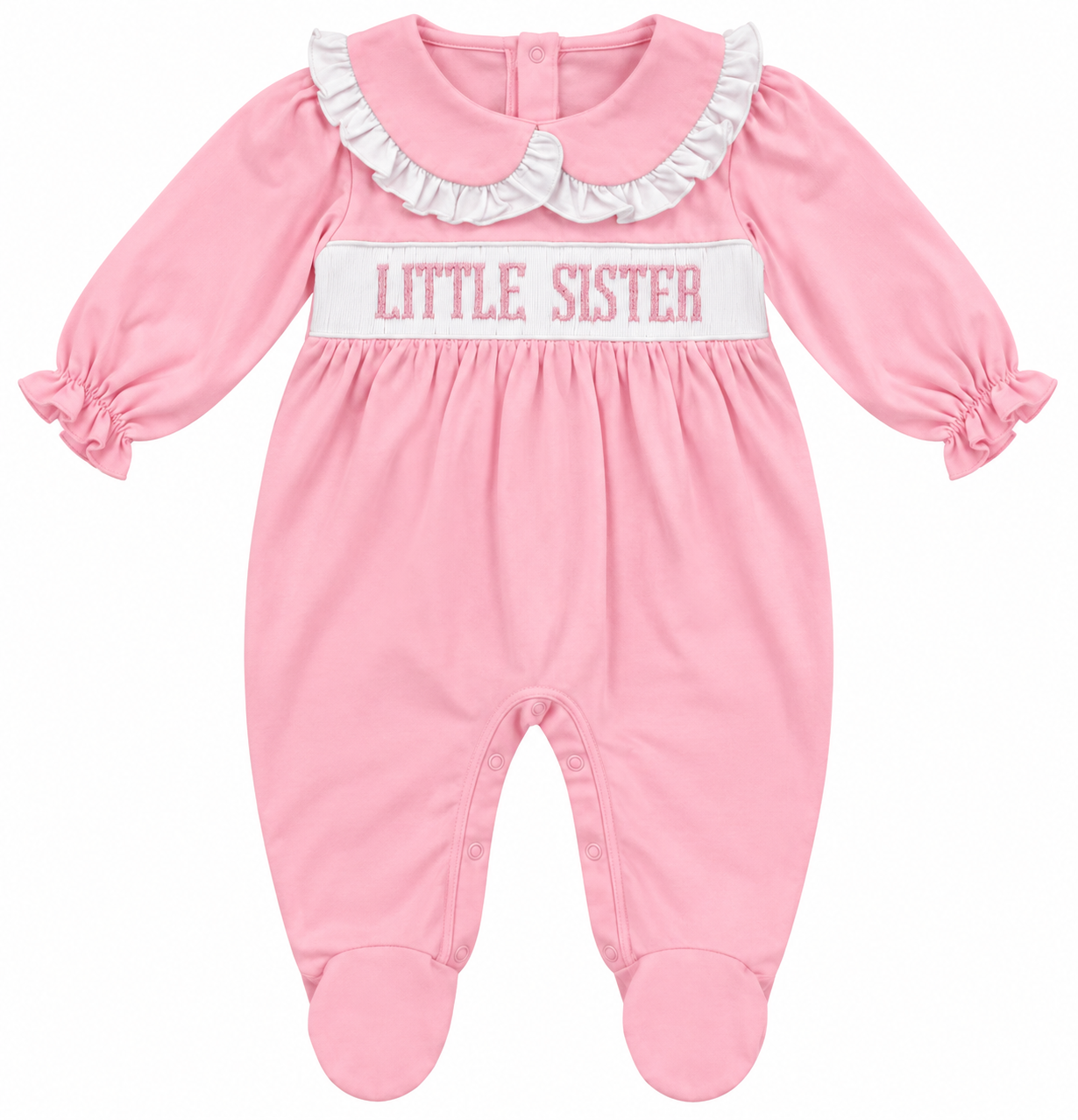 Little Sister Pink Baby Girl Footie – Supima Cotton