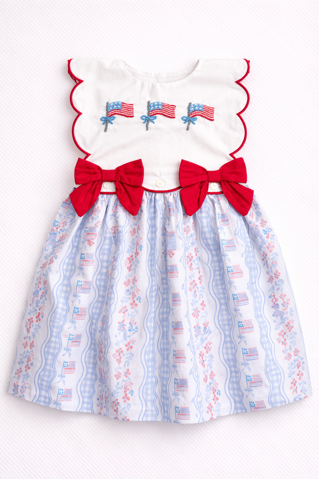 childrens red white and blue dresses Red, White and Blue Tie Strap Dress – Three Bees Company main image 0