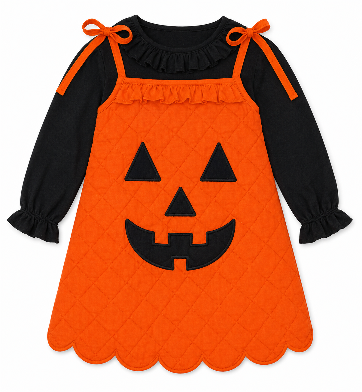 Girls Jack-O-Lantern Quilted Dress