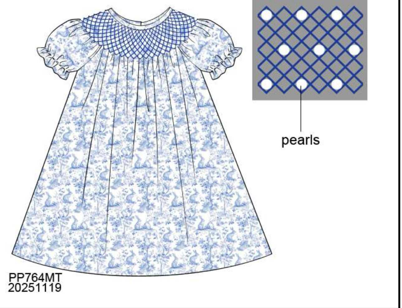 Girls Pearl Smocked Easter Dress | Sister Match Bubble Available