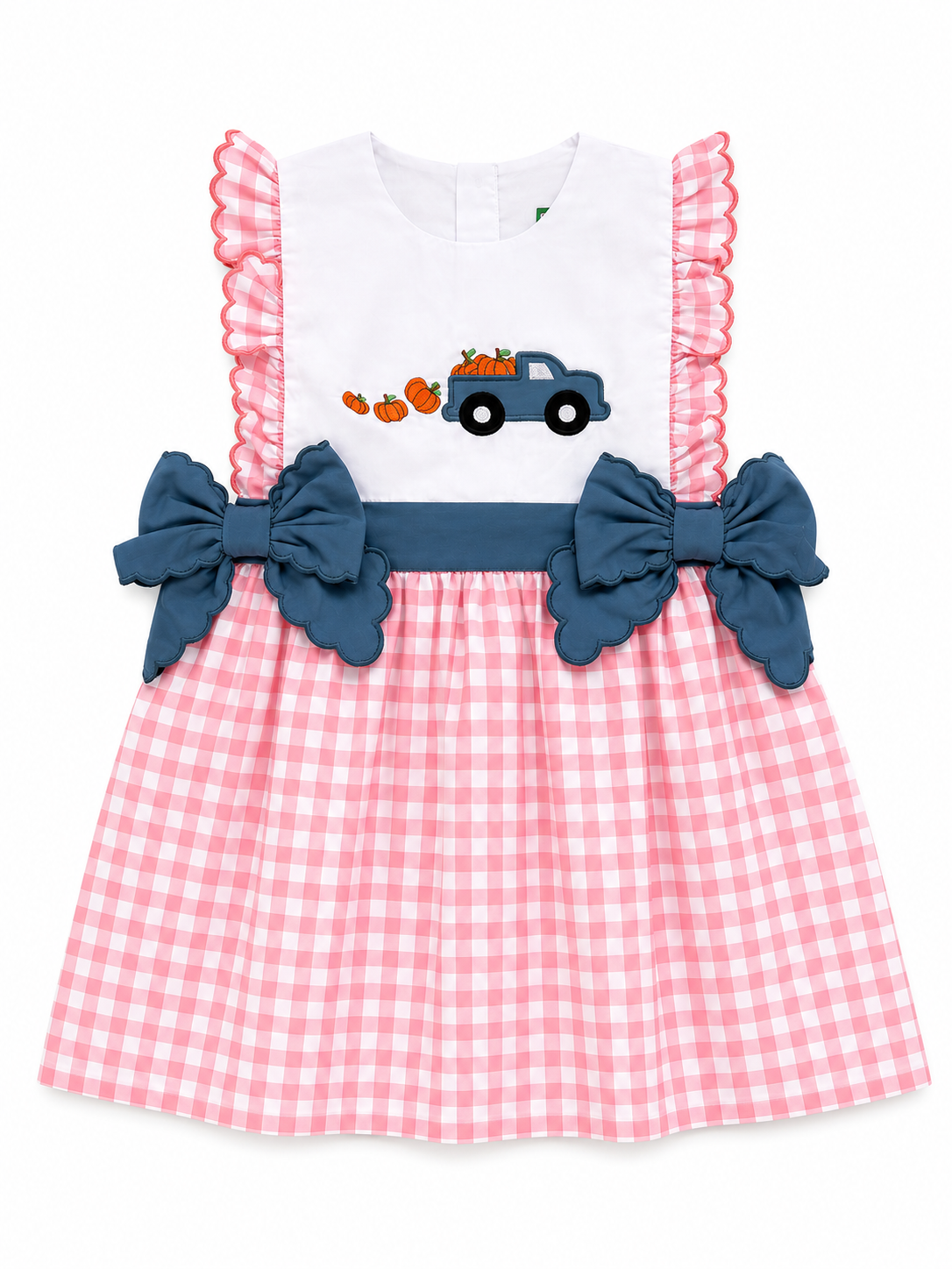 Girls Pumpkin Patch Pickup Dress | Pink Gingham Boutique Fall Dress | Matching Sibling Outfits
