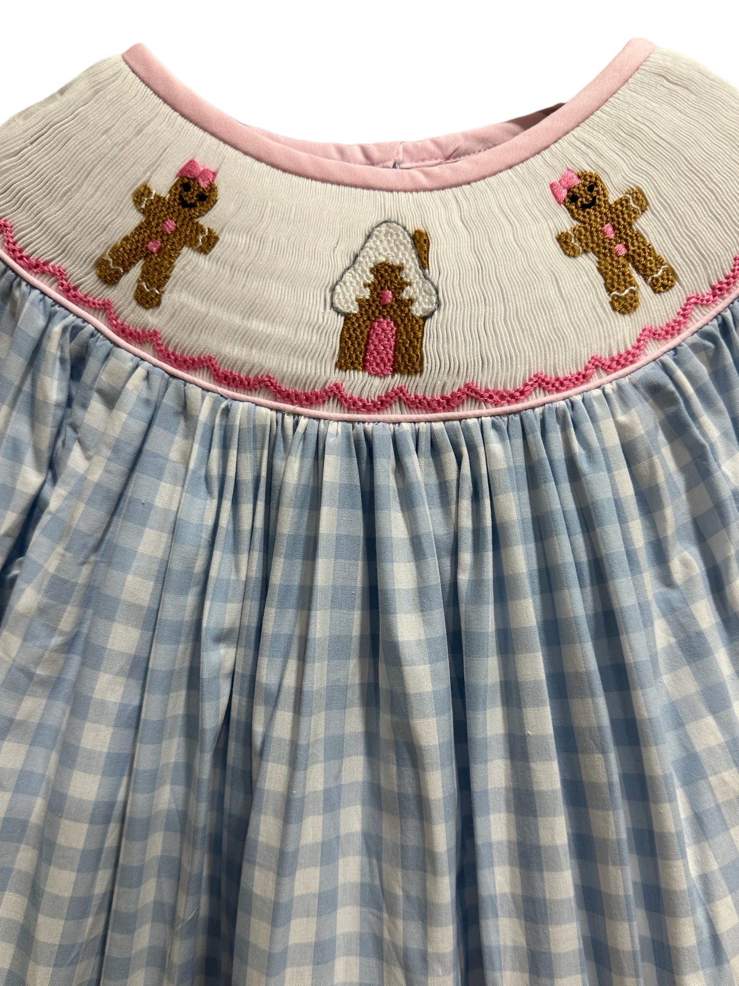 Gingerbread Girl’s Christmas Hand Smocked Bubble