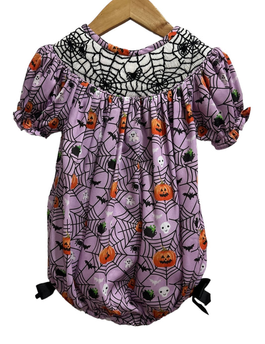 Spider Web Hand Smocked Halloween Bubble