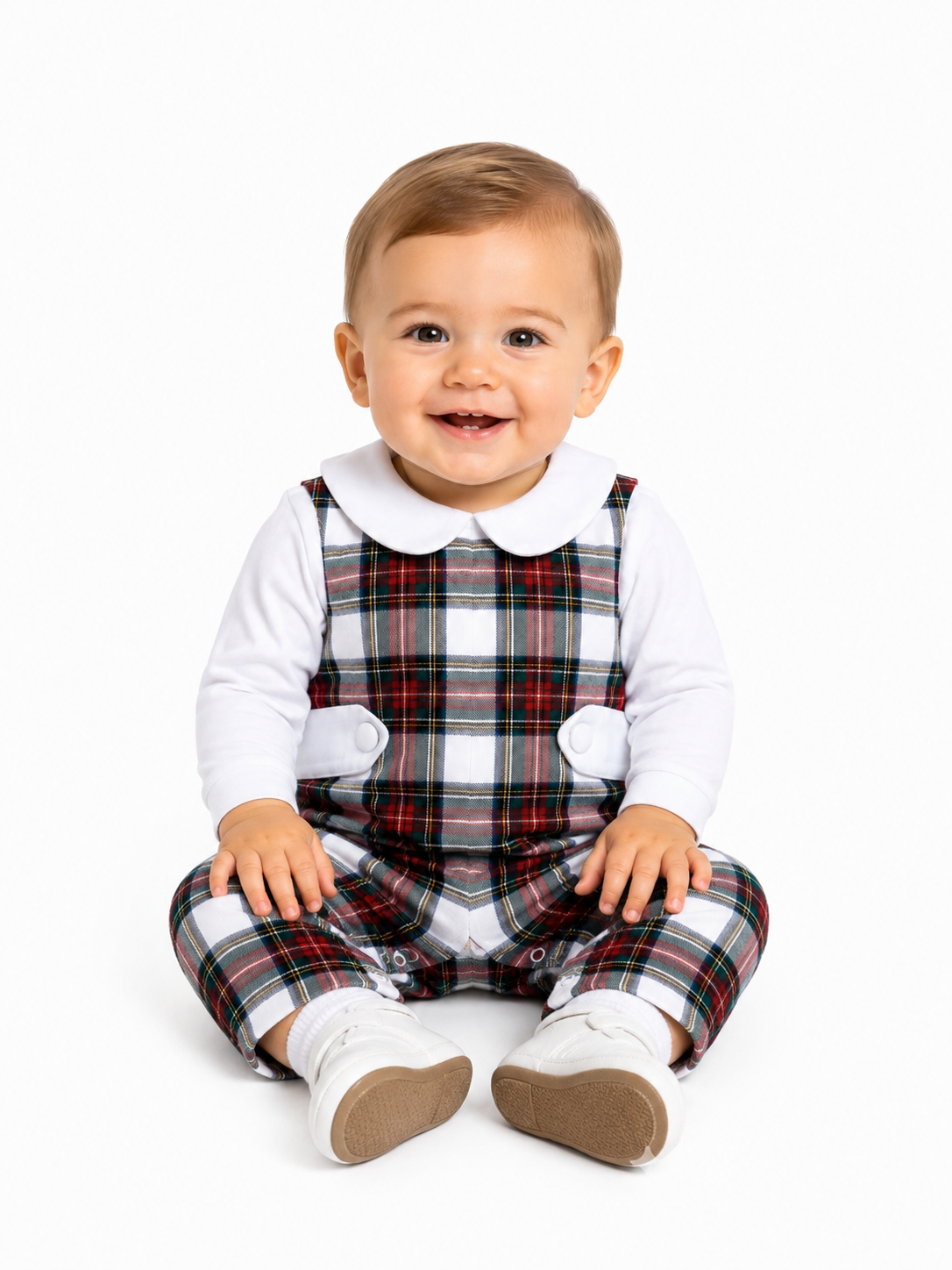 Boys Classic Christmas Plaid Longall & White Shirt Set