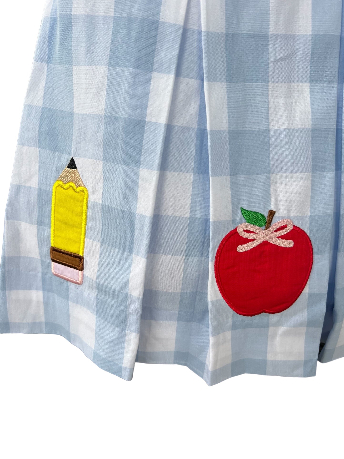 Back To School Girls Gingham Applique Dress