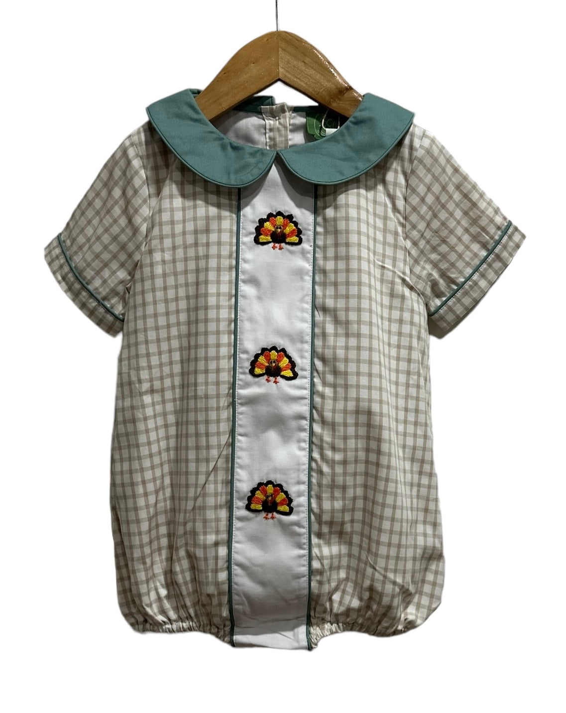 Boy’s Thanksgiving Turkey Embroidered Bubble
