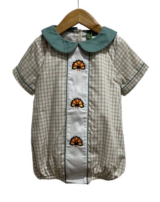 Boy’s Thanksgiving Turkey Embroidered Bubble