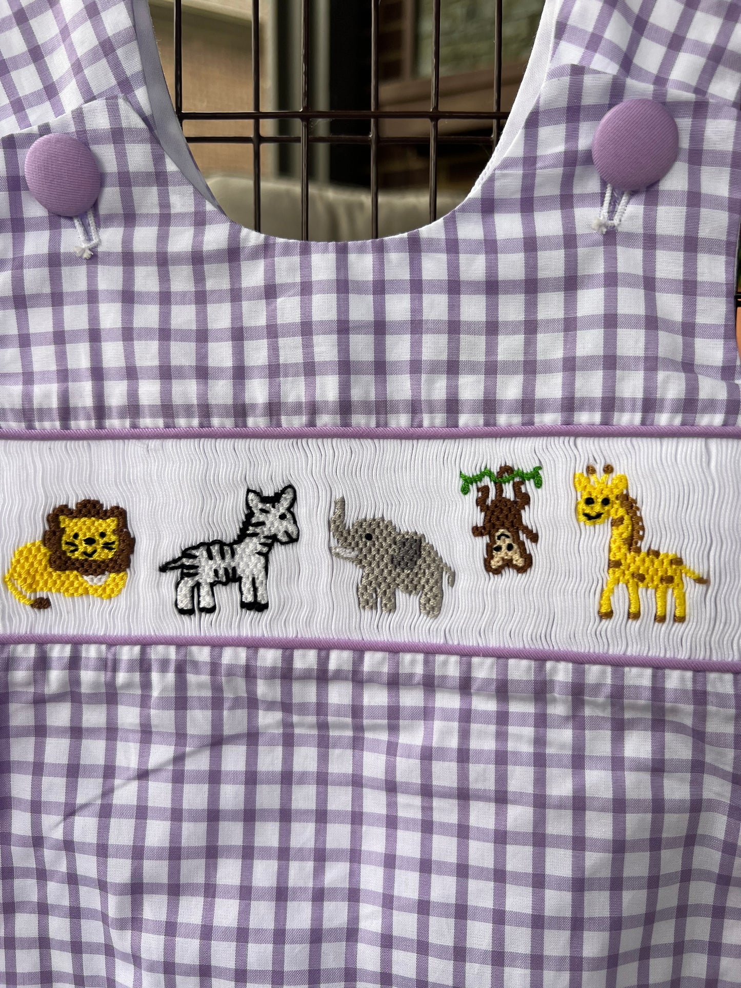 Zoo Hand Smocked Swing Back Bloomer Set