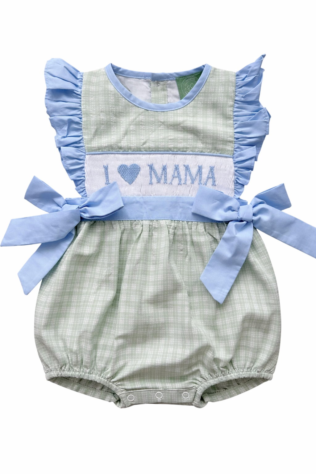 “I Love Mama” Hand Smocked Girl Bubble – Sister Match Boutique Outfit