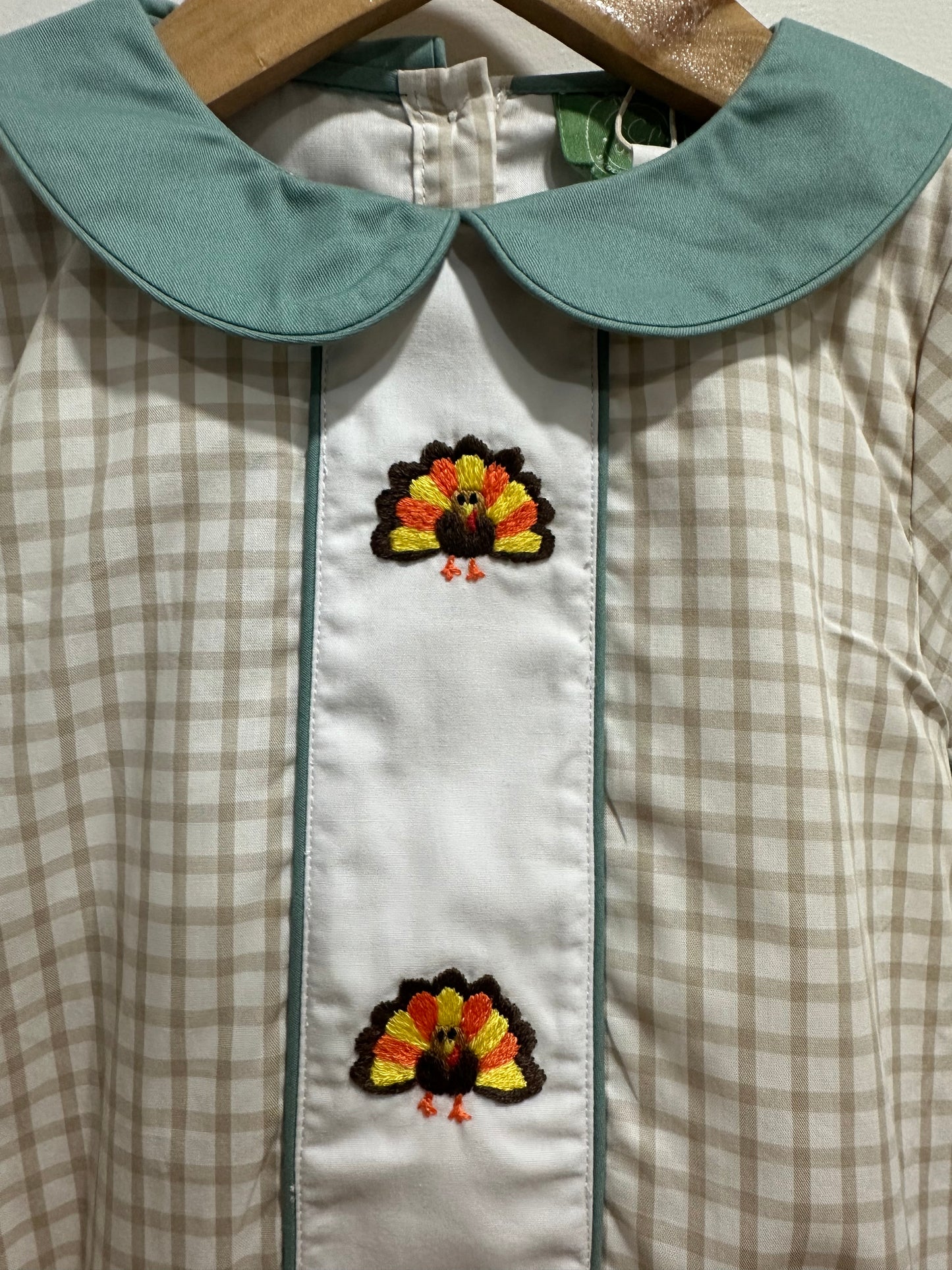 Boy’s Thanksgiving Turkey Embroidered Bubble