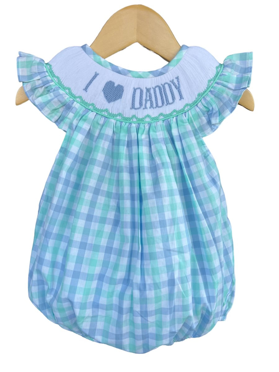 Girls “I Love Daddy” Smocked Bubble | Father’s Day
