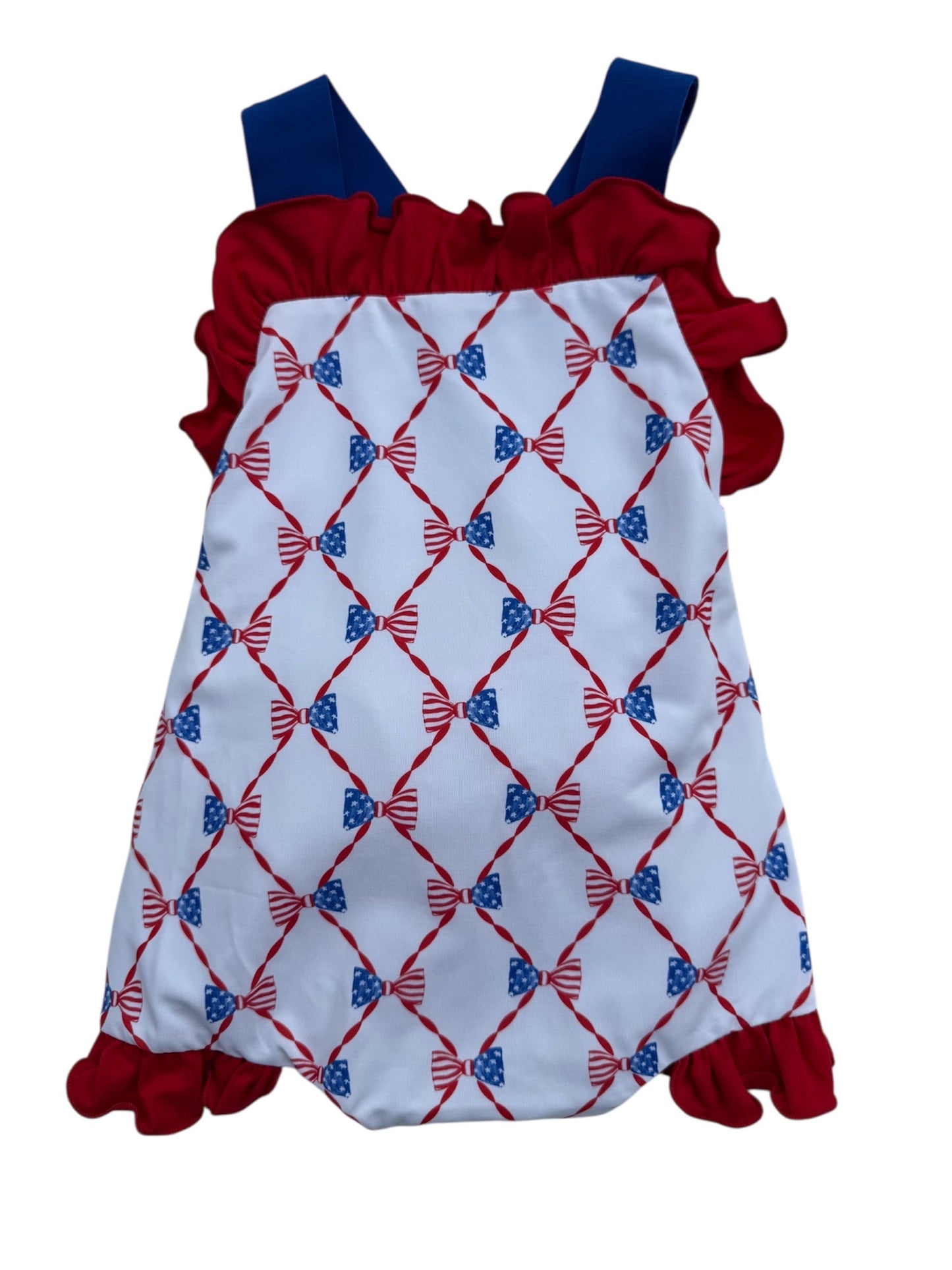 Fourth of July Smocked Sun Suit | Matching Sister Bloomer Set Available