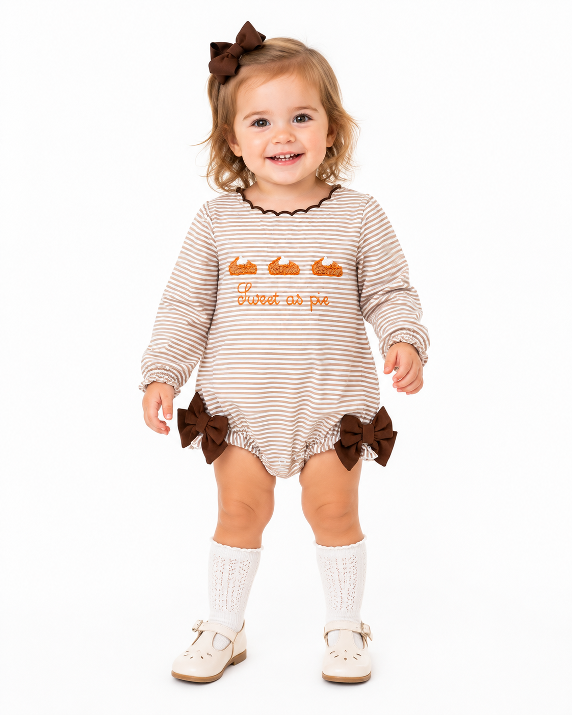 Sweet as Pie French Knot Pumpkin Pie Bubble Romper