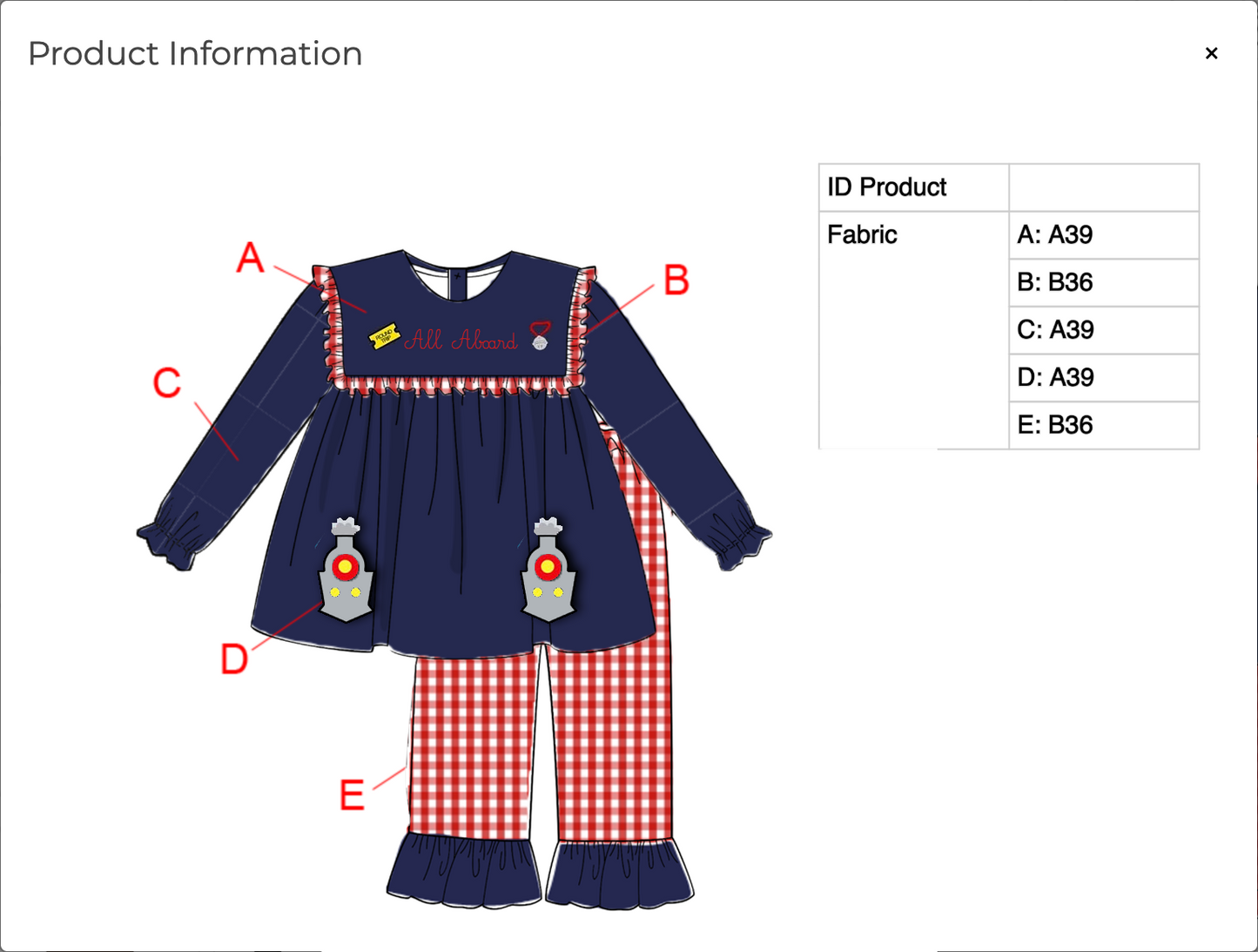 PREORDER-Girl’s Christmas Train Embroidered Pant Set