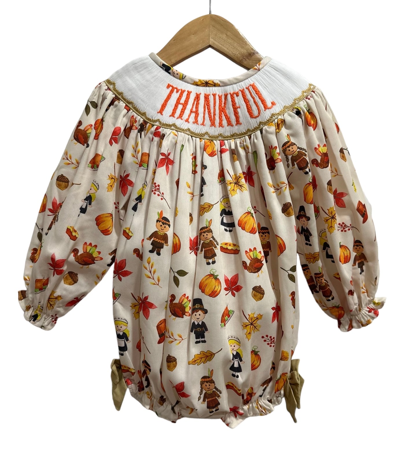 Thankful Smocked Girls Bubble Outfit | Baby & Toddler Thanksgiving Outfit