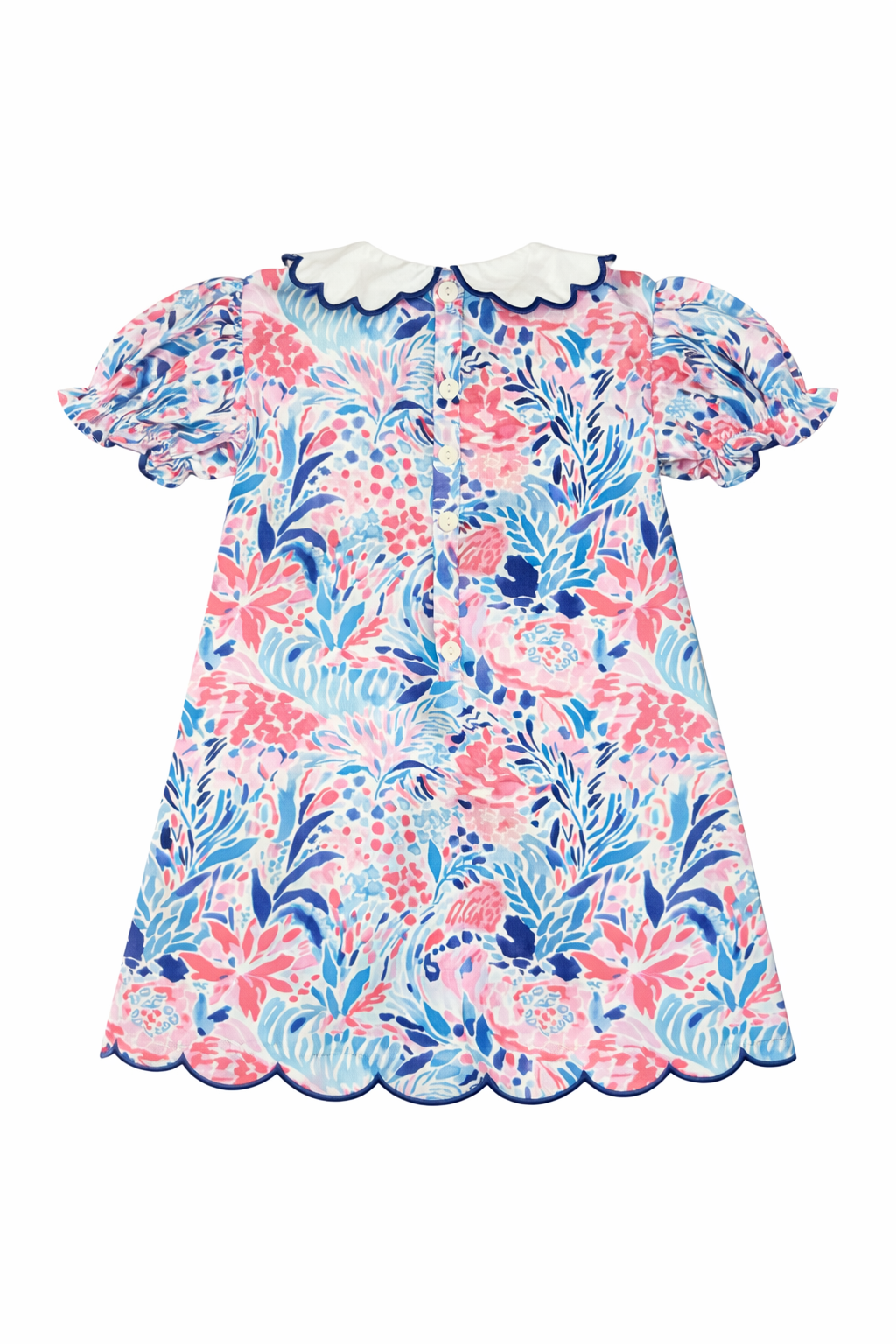 Bright Coastal Floral French Knot Shell Dress – Shell Dress for Girls | Sister Match Available