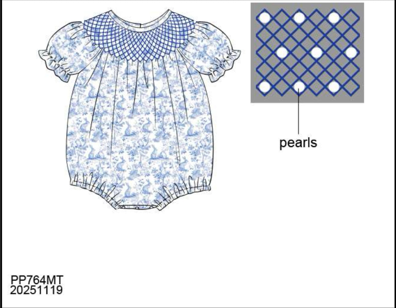 PREORDER-Girl’s Easter pearl smocked bubble