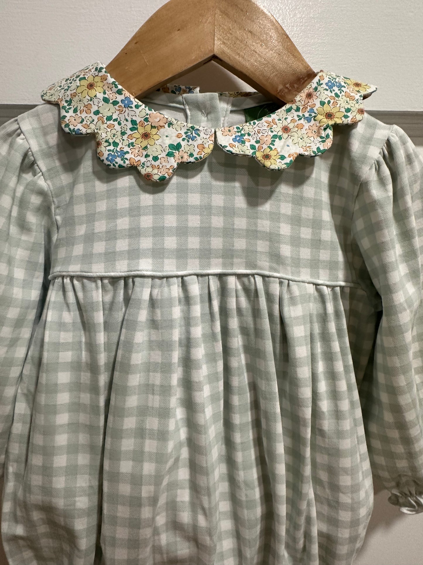 Plaid & Floral Girls Fall Long-sleeve Bubble | Thanksgiving Outfit