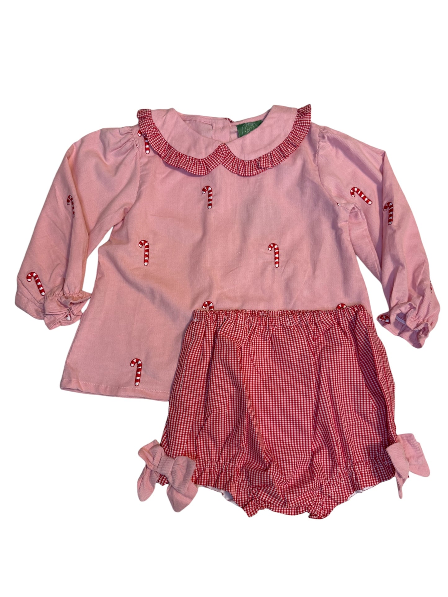 Candy Cane Embroidered Bloomer Set – Baby & Toddler Girl Christmas Outfit