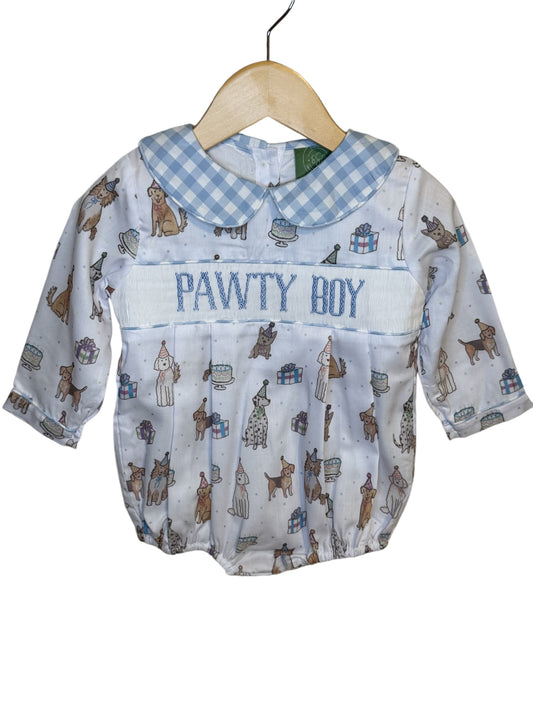 Pawty Boy Hand Smocked Birthday Bubble