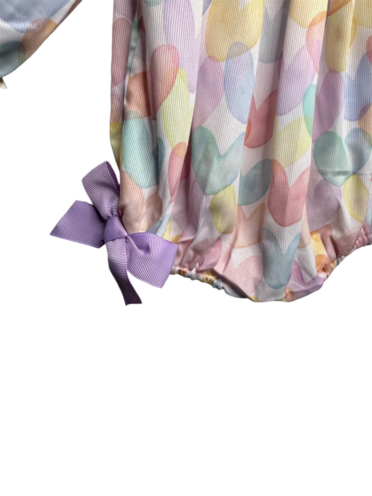 Valentine Pastel Heart Print Smocked Bubble