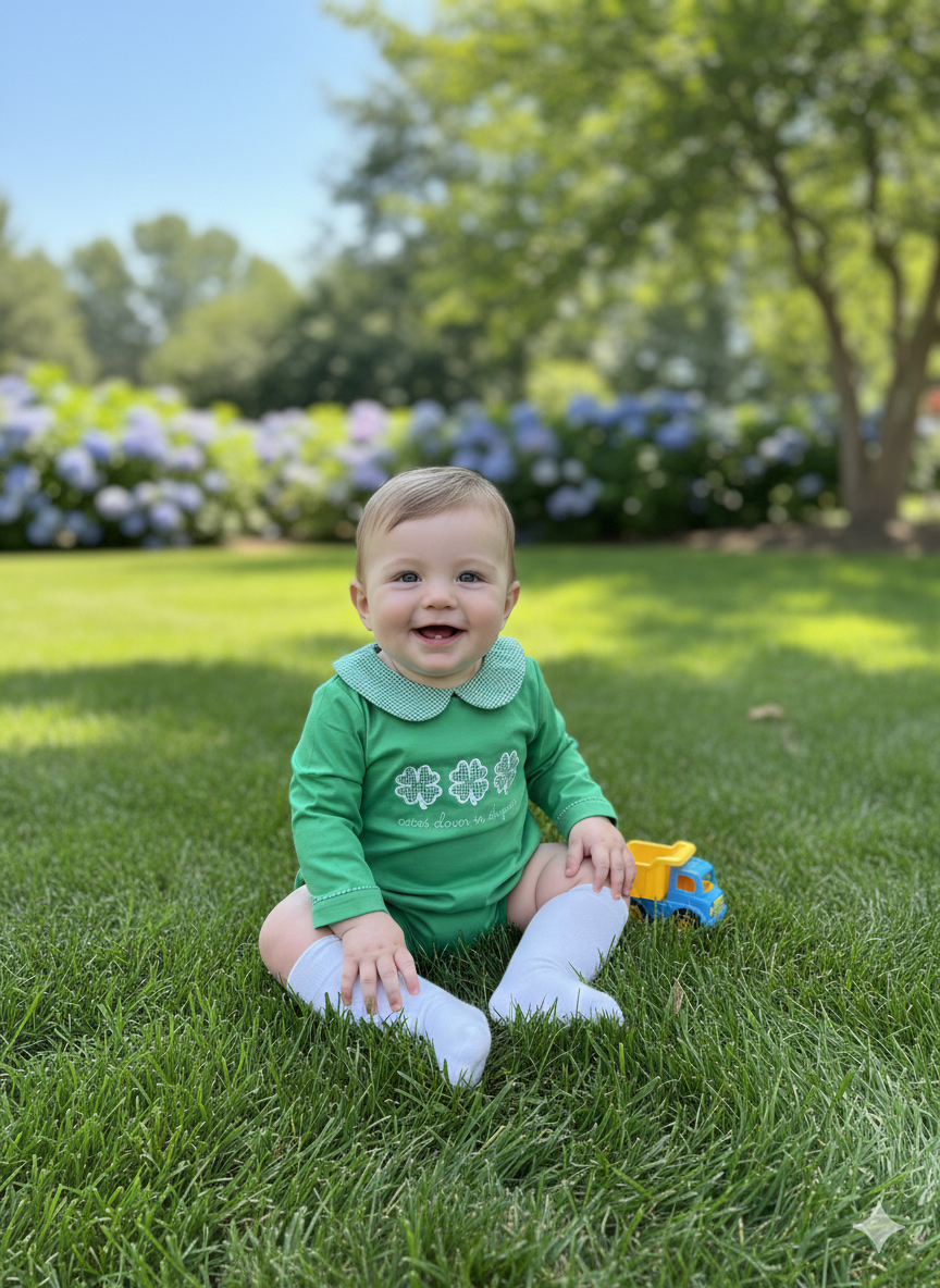 St. Patrick’s Day Cutest Clover Boys Appliqué Bubble Romper