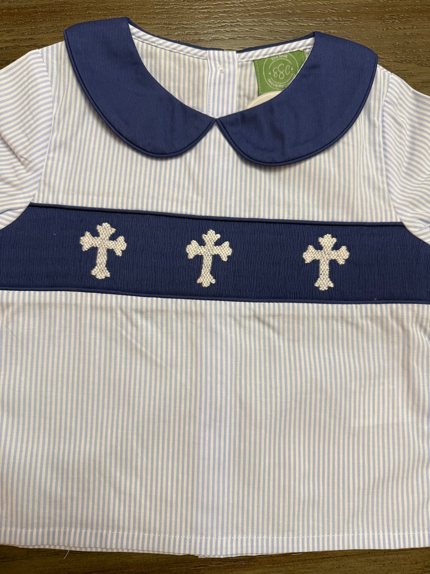 Easter Hand Smocked Cross Boy's Short Set