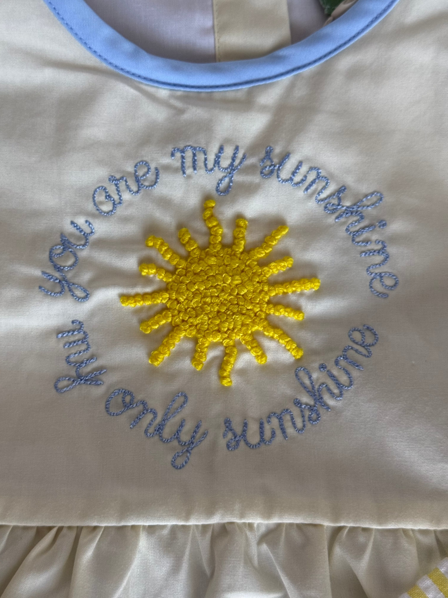 You Are My Sunshine Girls Embroidered Side Tie Bloomer Set Blue & Yellow