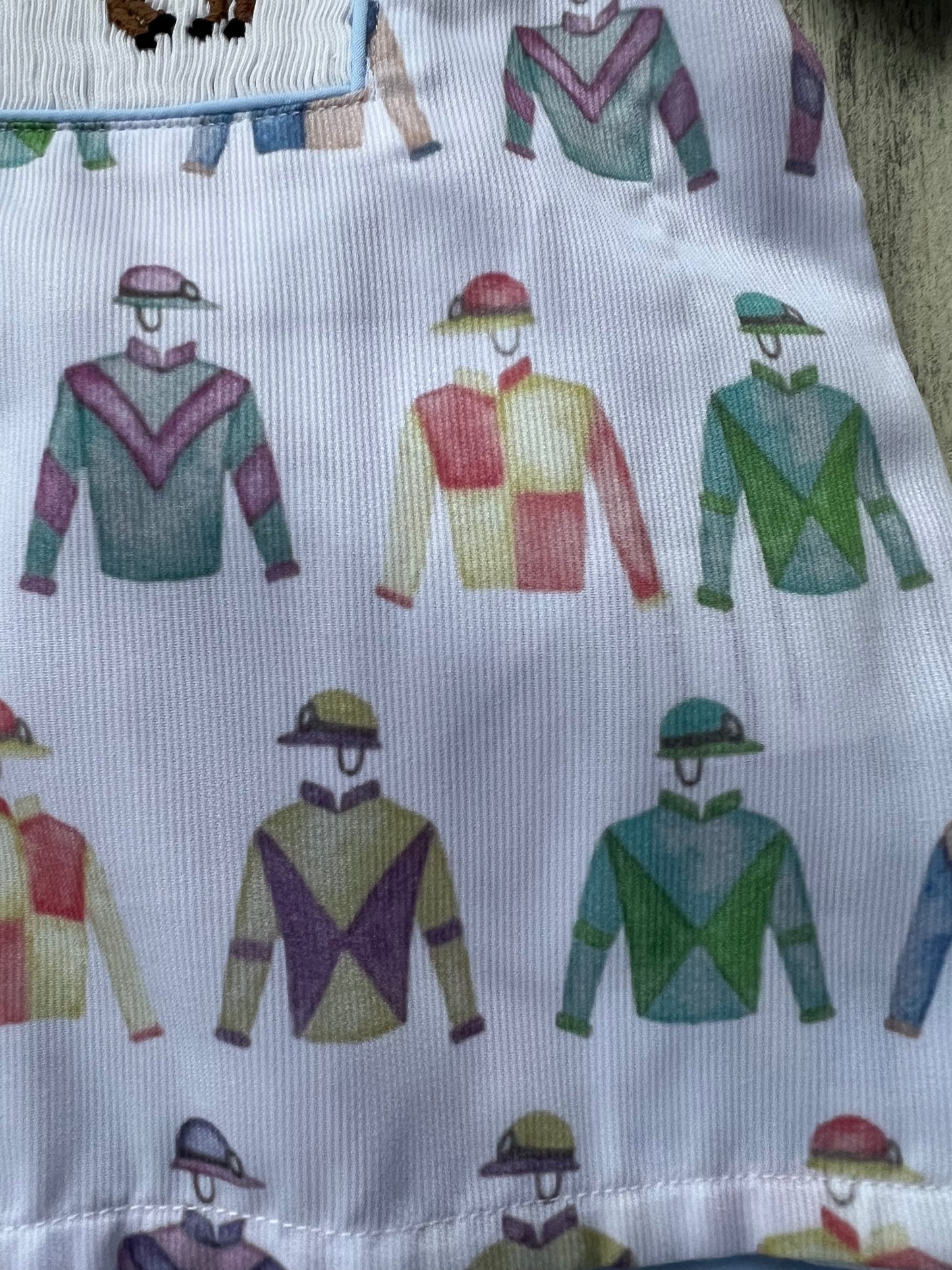 Hand Smocked Horse Racing Girls Bishop Dress | Derby & Race Day Outfit