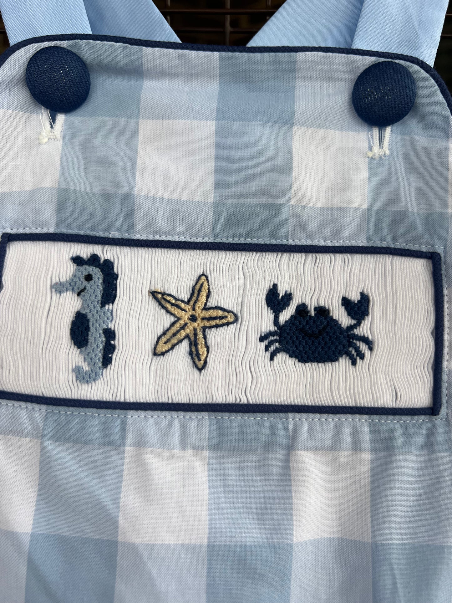 Beach Blue Gingham Boy's Bubble