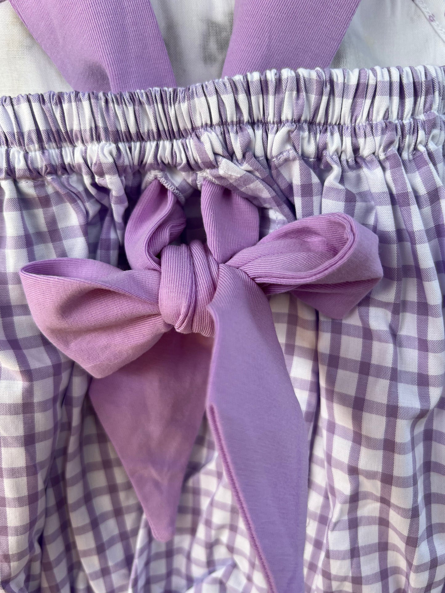 Zoo Smocked Purple Gingham Bubble