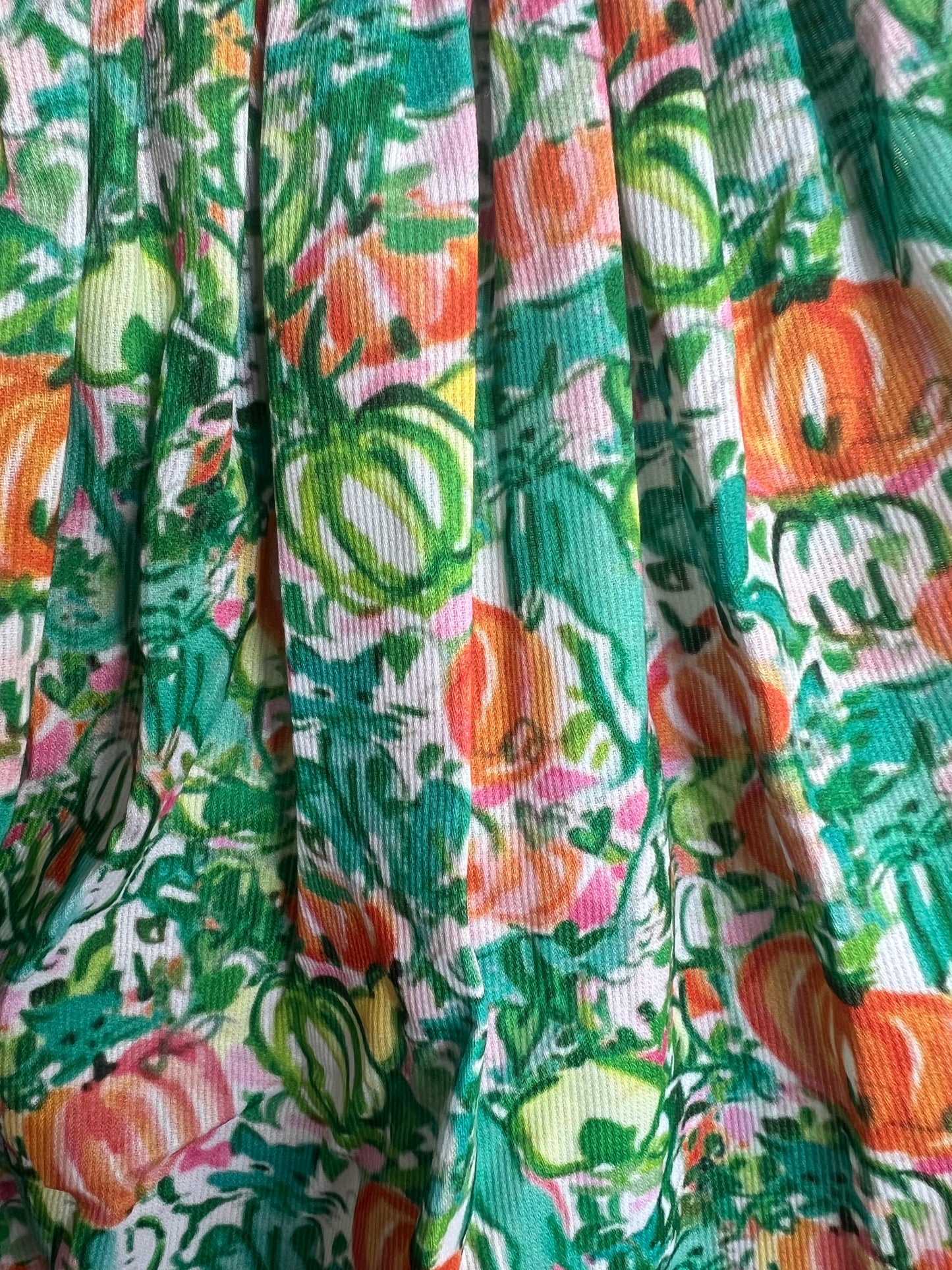 Pumpkin Print Green & Orange Hand Smocked Bubble
