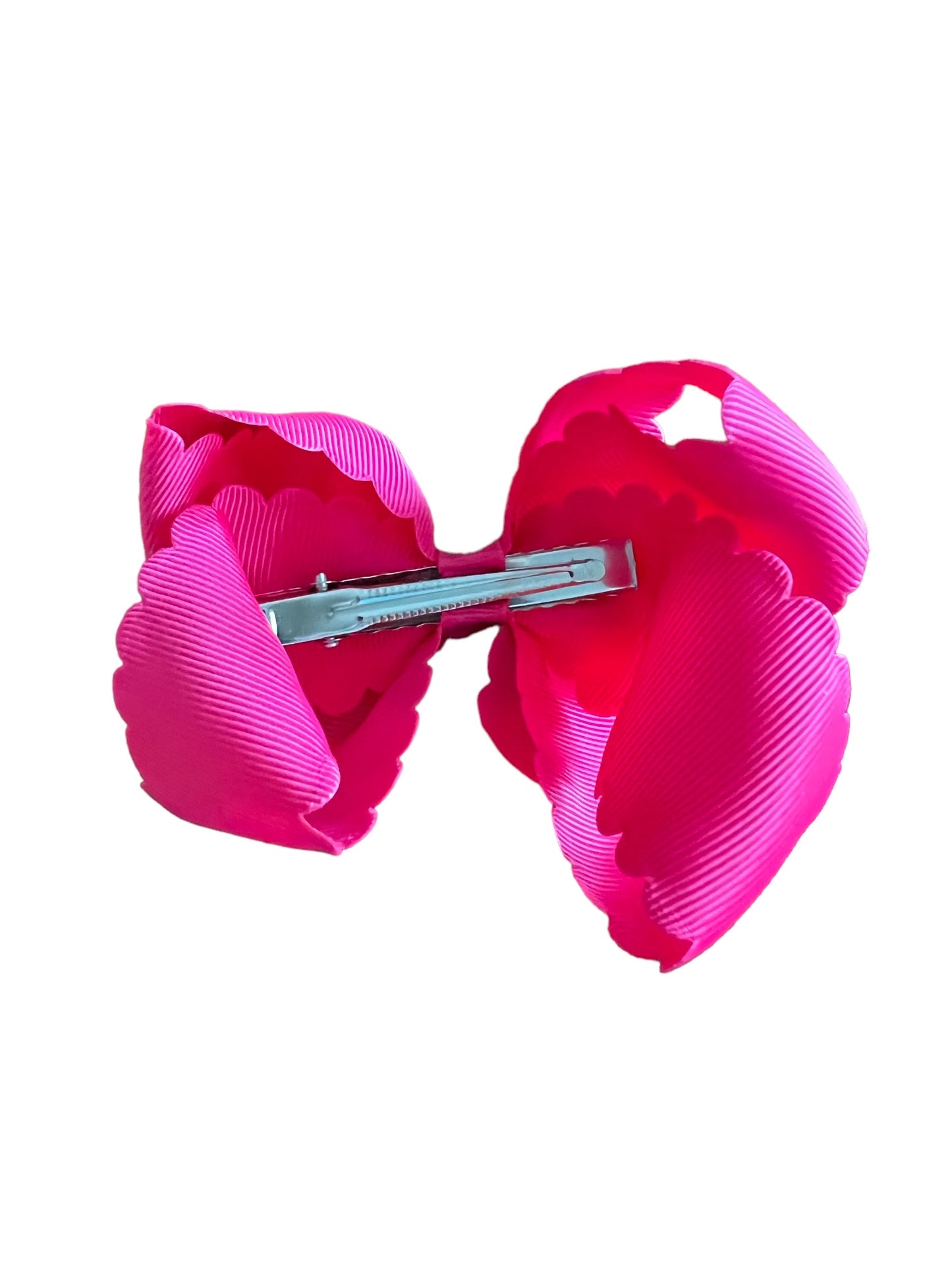 Hot Pink Scalloped Edge Grosgrain Hair Bow