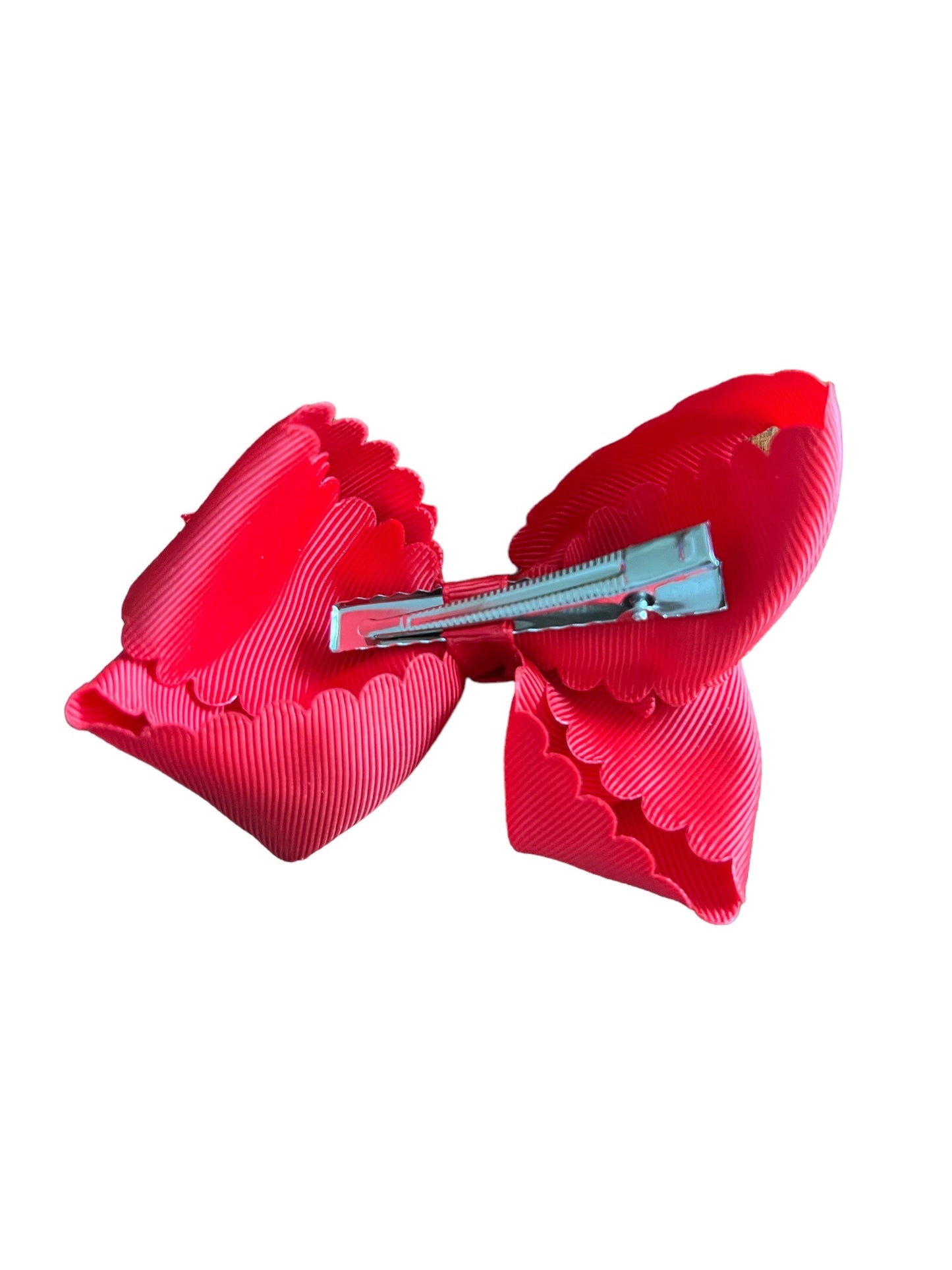 Red Scalloped Edge Grosgrain Hair Bow