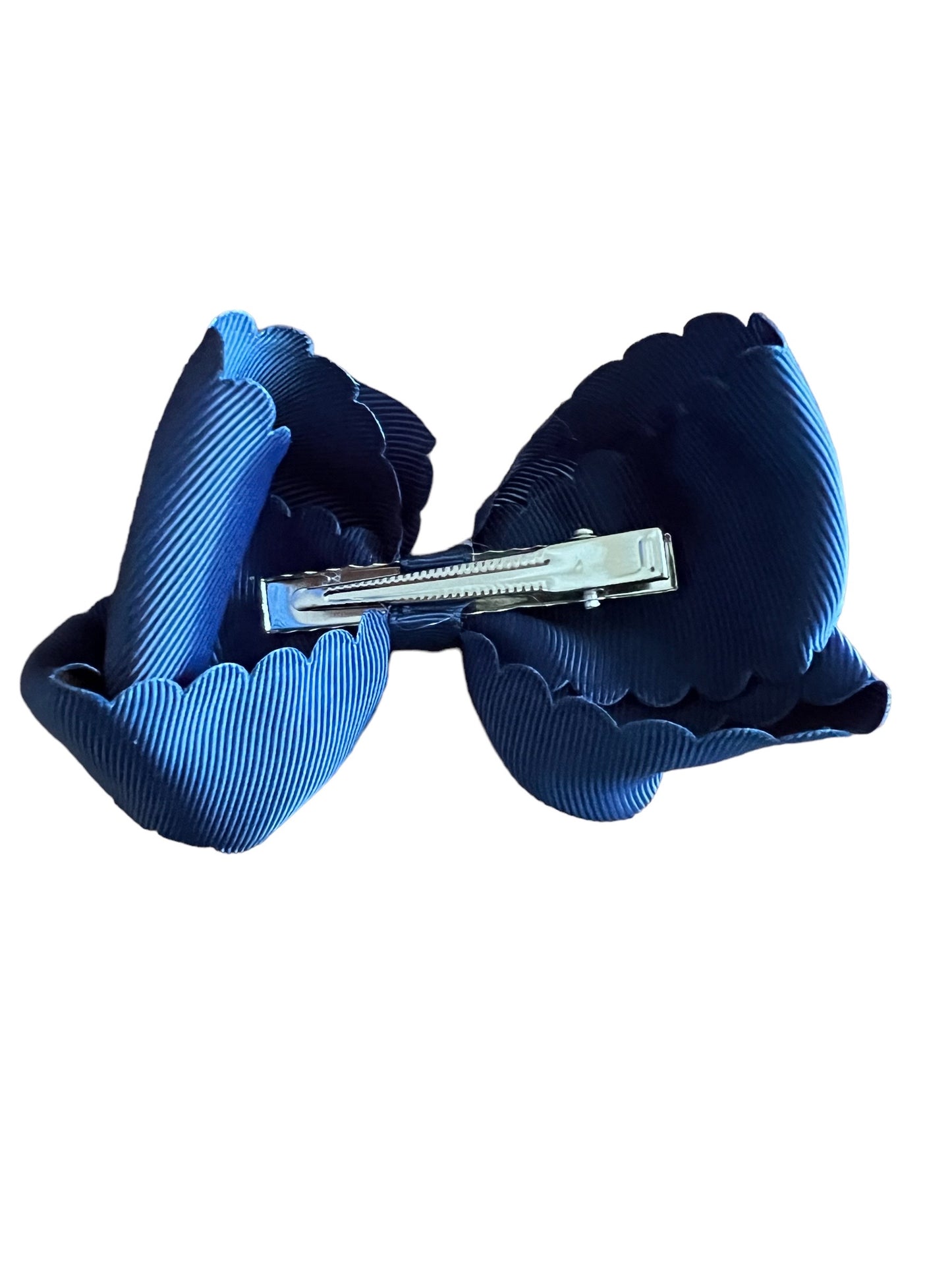 Navy Blue Scalloped Edge Grosgrain Hair Bow