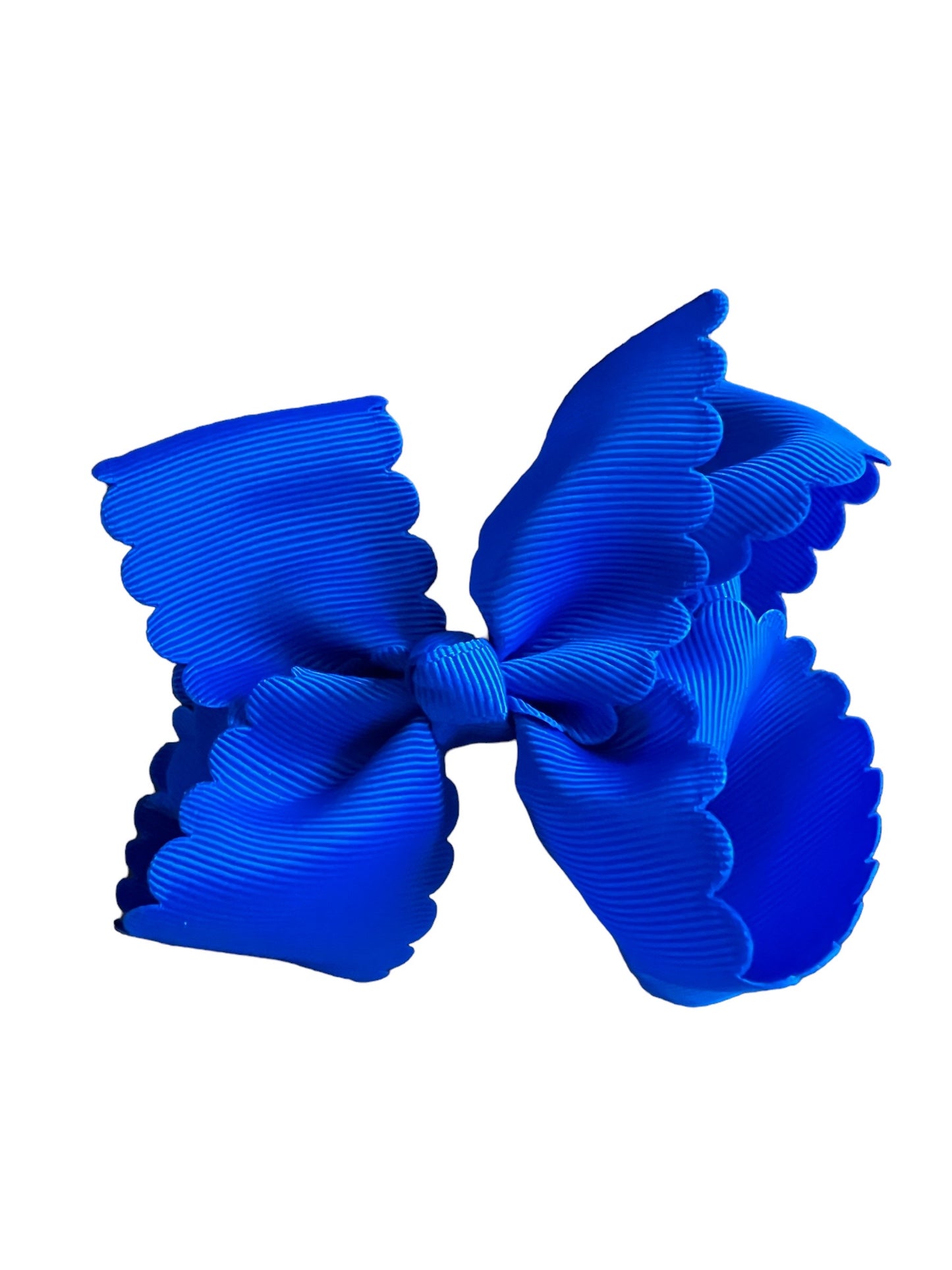 Royal Blue grosgrain scalloped hair bow with alligator clip 4.3"