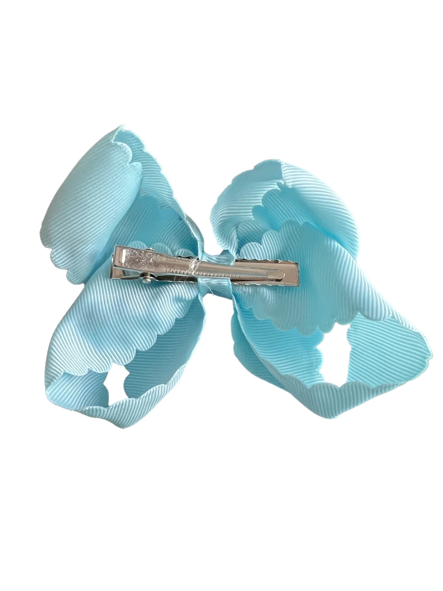 Light Blue Scalloped Edge Grosgrain Hair Bow