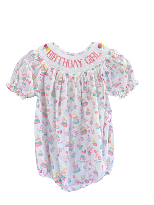 Birthday Hand Smocked Birthday Girl Bubble
