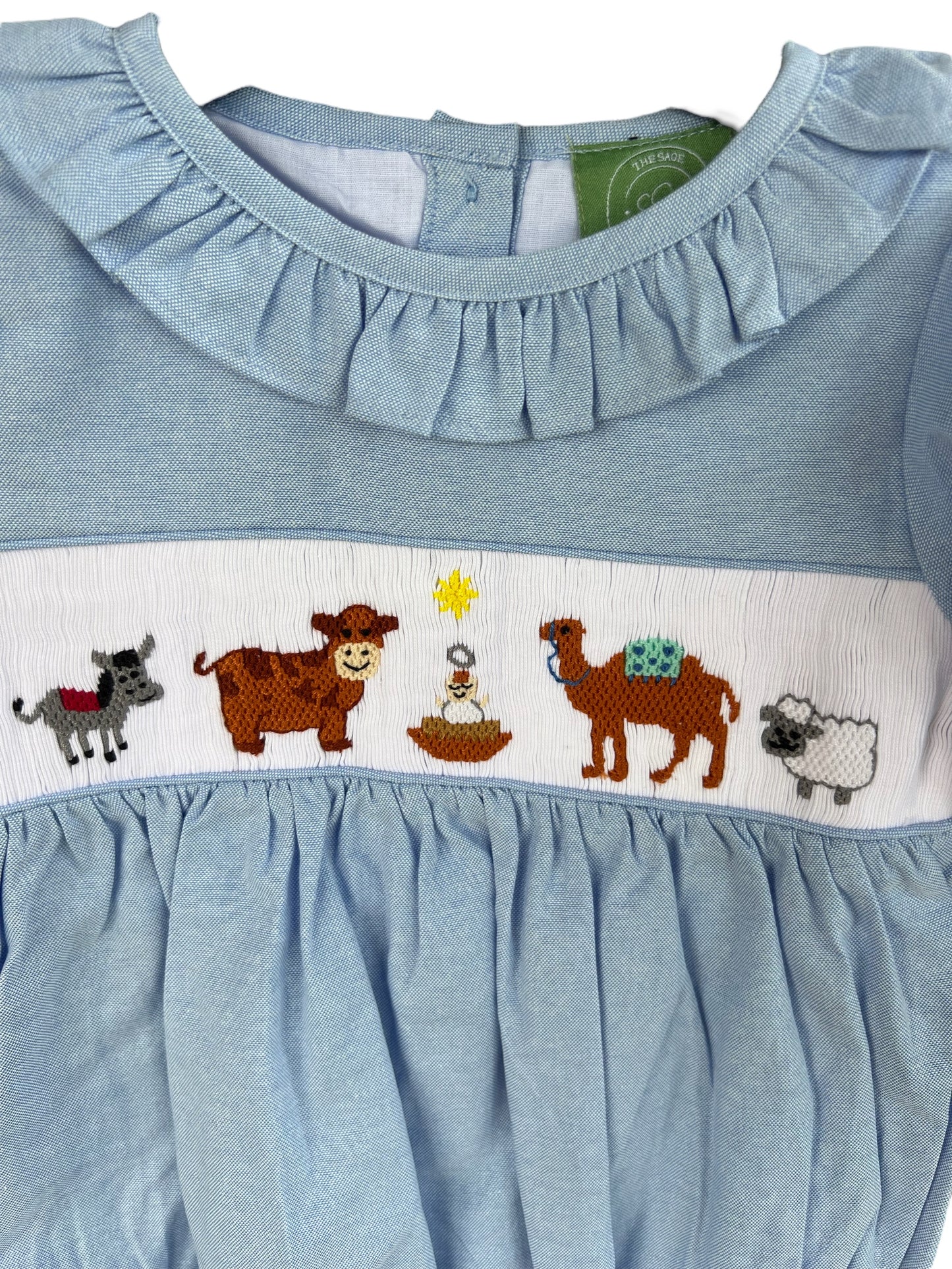 Nativity Hand Smocked Girls Christmas Bubble