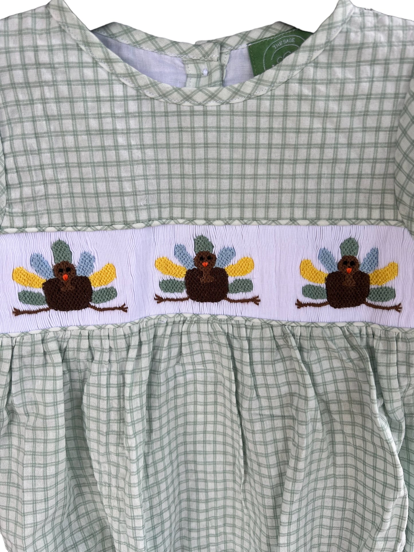 Turkey Hand Smocked Girl’s Bubble | Thanksgiving Outfit | Matching Sibling Set