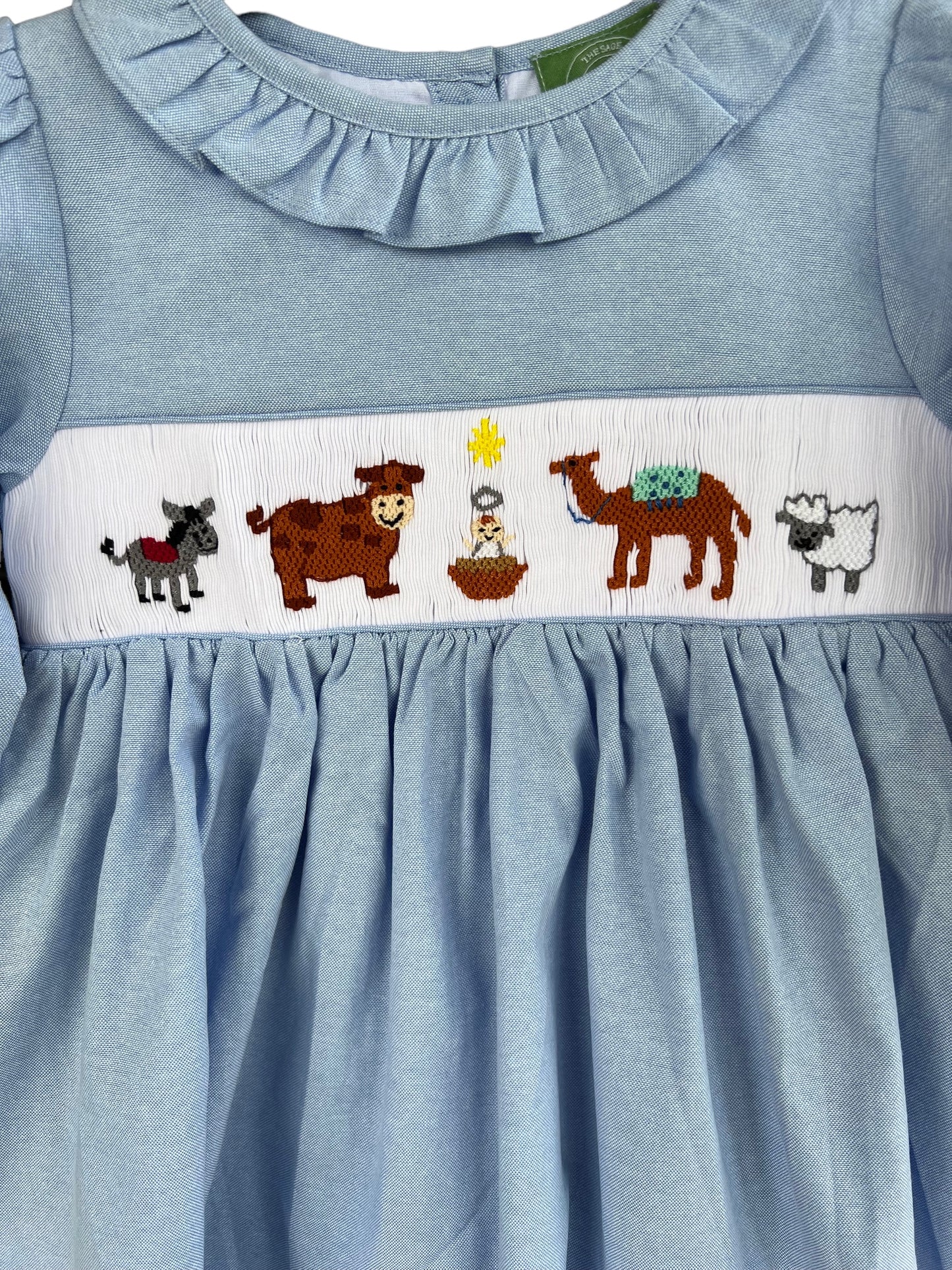 Nativity Hand Smocked Girls Christmas Dress
