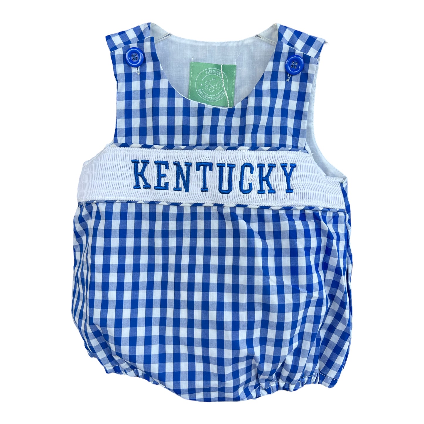 Kentucky Boy's Smocked Blue & White Gingham Bubble