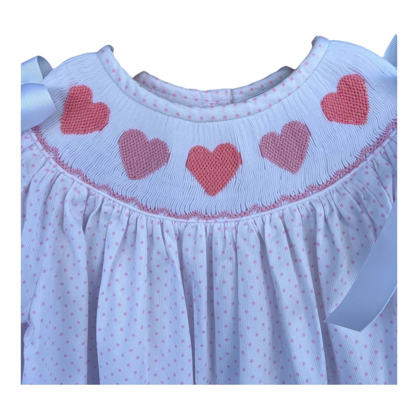 Valentine Smocked Dress | Hand Smocked Girls Dress with Heart Details
