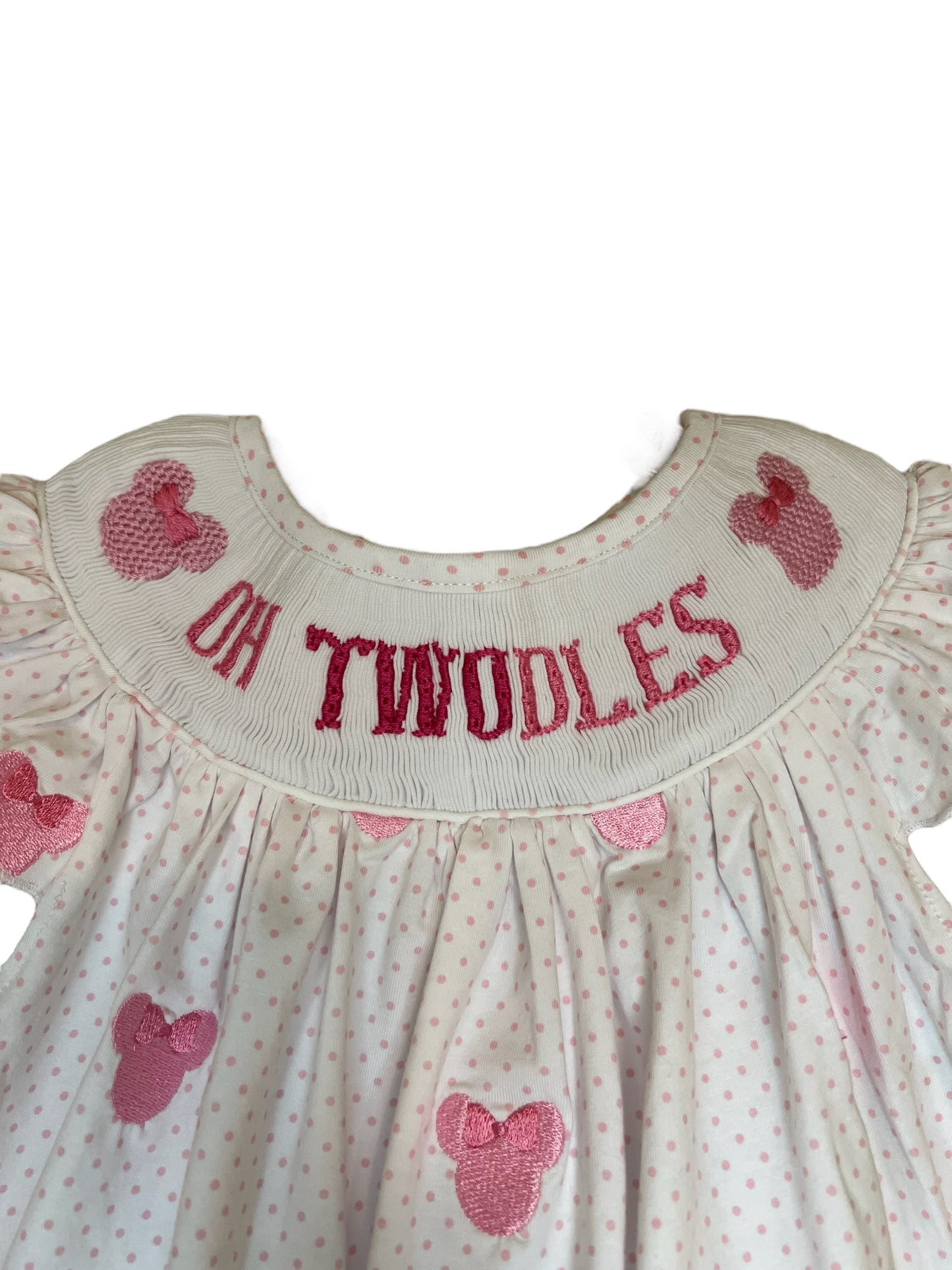 Oh Twodles Girls Hand Smocked Pink Polka Dot Birthday Bubble