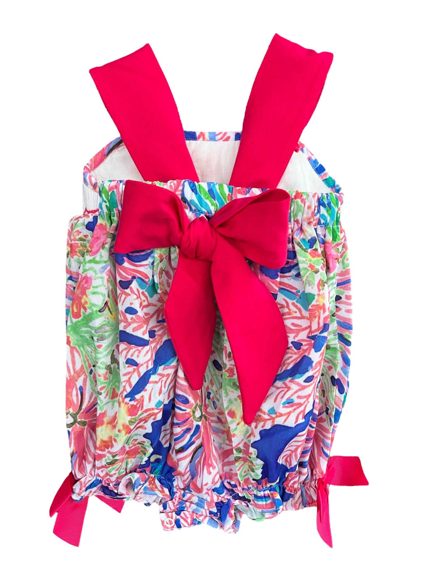 Flamingo Hand Smocked Whimsical Sunsuit Bubble