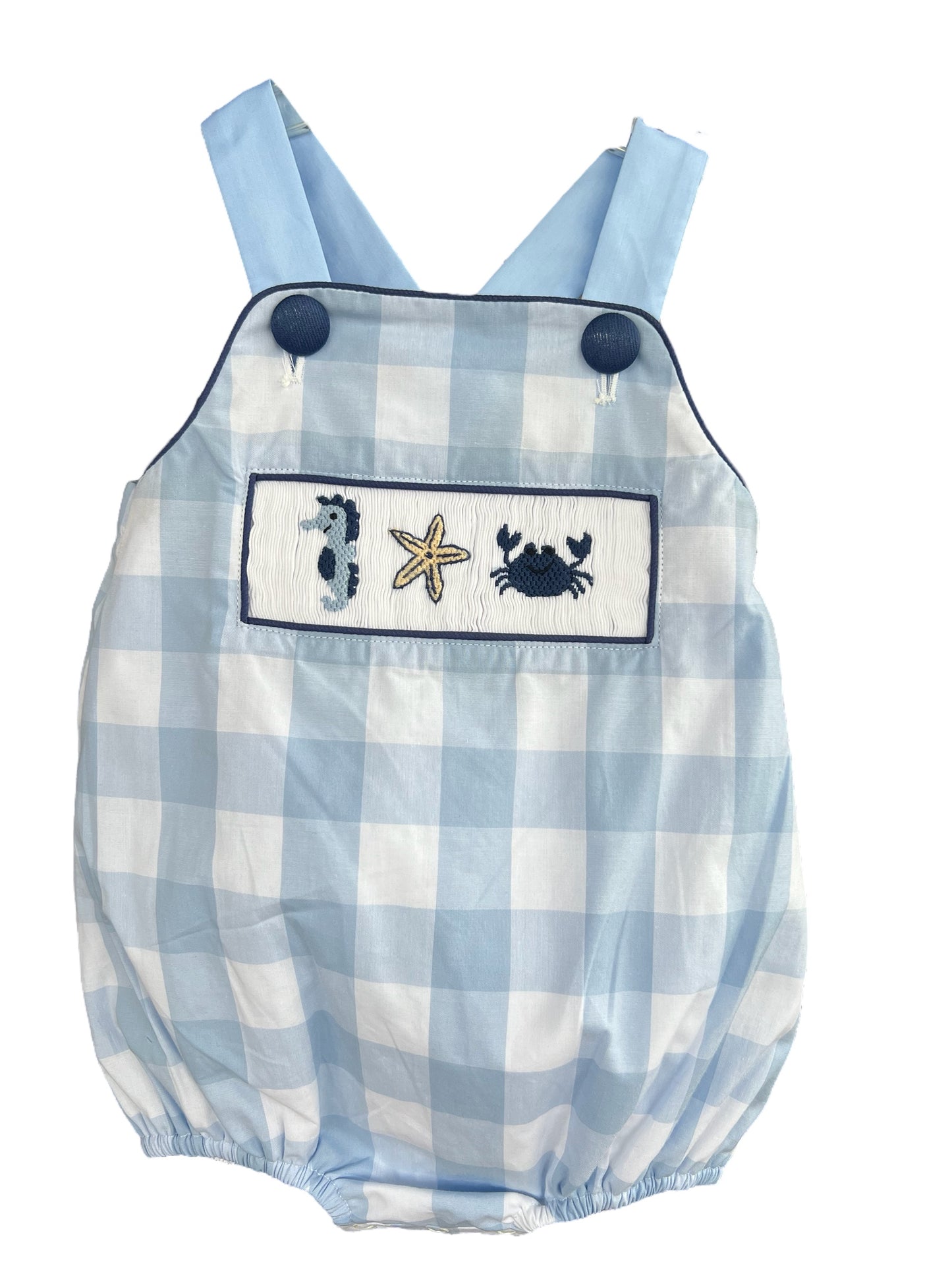 Beach Blue Gingham Boy's Bubble
