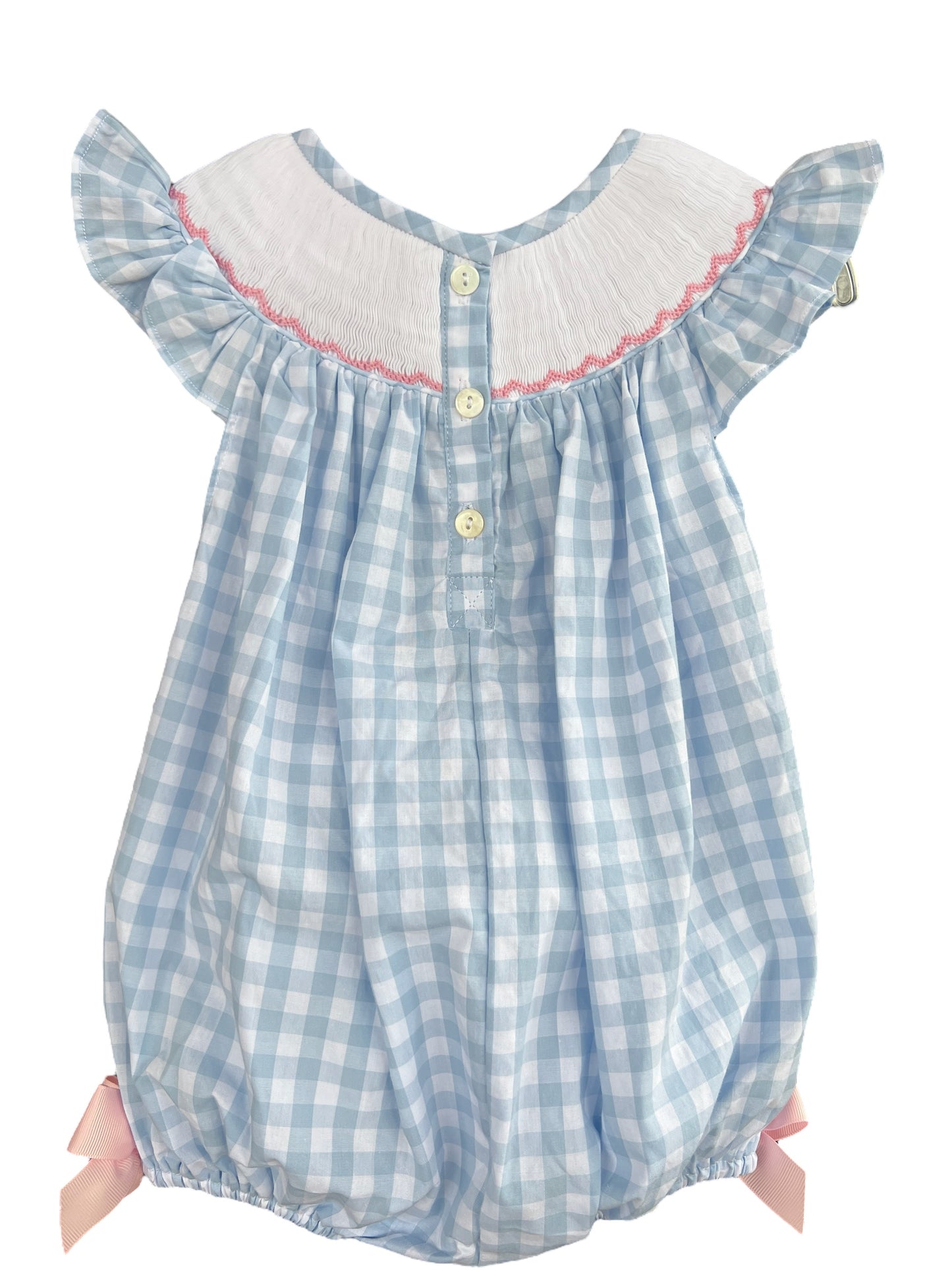 Beach Hand Smocked Gingham Girls Bubble